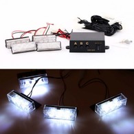 12 LED White Emergency Vehicle Strobe Lights Car Flash Warning Lights for Front Grille/Deck